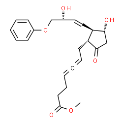 ChemSpider 2D Image | Methyl 7-{(1R,2R,3R)-3-hydroxy-2-[(3R)-3-hydroxy-4-phenoxy-1-buten-1-yl]-5-oxocyclopentyl}-4,5-heptadienoate | C23H28O6