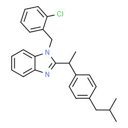 ChemSpider 2D Image | 1-(2-Chlorobenzyl)-2-[1-(4-isobutylphenyl)ethyl]-1H-benzimidazole | C26H27ClN2