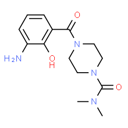 ChemSpider 2D Image | 4-(3-Amino-2-hydroxybenzoyl)-N,N-dimethyl-1-piperazinecarboxamide | C14H20N4O3