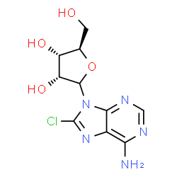 ChemSpider 2D Image | (3R,4S,5R)-2-(6-amino-8-chloro-purin-9-yl)-5-(hydroxymethyl)tetrahydrofuran-3,4-diol | C10H12ClN5O4