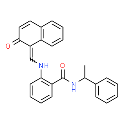 ChemSpider 2D Image | 2-{[(E)-(2-Oxo-1(2H)-naphthalenylidene)methyl]amino}-N-(1-phenylethyl)benzamide | C26H22N2O2