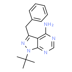 ChemSpider 2D Image | 3-benzyl-1-tert-butyl-pyrazolo[3,4-d]pyrimidin-4-amine | C16H19N5