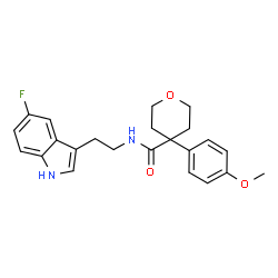 ChemSpider 2D Image | N-[2-(5-Fluoro-1H-indol-3-yl)ethyl]-4-(4-methoxyphenyl)tetrahydro-2H-pyran-4-carboxamide | C23H25FN2O3