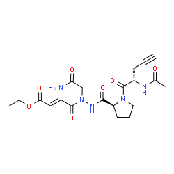 ChemSpider 2D Image | Ethyl (2E)-4-[2-({(2S)-1-[(2S)-2-acetamido-4-pentynoyl]-2-pyrrolidinyl}carbonyl)-1-(2-amino-2-oxoethyl)hydrazino]-4-oxo-2-butenoate | C20H27N5O7