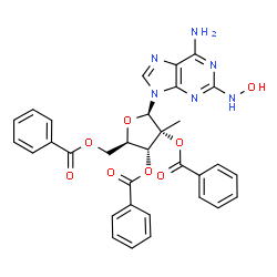 ChemSpider 2D Image | 2',3',5'-Tri-O-benzoyl-2-(hydroxyamino)-2'-C-methyladenosine | C32H28N6O8