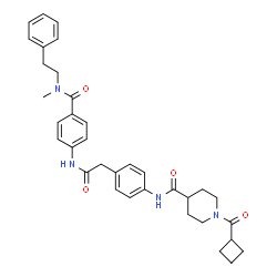 ChemSpider 2D Image | 1-(Cyclobutylcarbonyl)-N-{4-[2-({4-[methyl(2-phenylethyl)carbamoyl]phenyl}amino)-2-oxoethyl]phenyl}-4-piperidinecarboxamide | C35H40N4O4