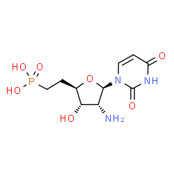 ChemSpider 2D Image | 1-(2-Amino-2,5,6-trideoxy-6-phosphono-beta-D-ribo-hexofuranosyl)-2,4(1H,3H)-pyrimidinedione | C10H16N3O7P