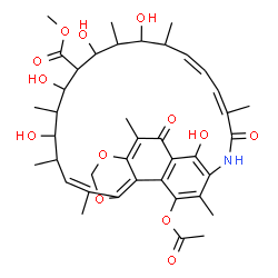ChemSpider 2D Image | Methyl (7Z,9Z,20Z)-2-acetoxy-12,14,16,18,31-pentahydroxy-3,7,11,13,17,19,21,27-octamethyl-6,28-dioxo-23,25-dioxa-5-azatetracyclo[20.7.1.1~4,29~.0~26,30~]hentriaconta-1,3,7,9,20,22(30),26,29(31)-octaen
e-15-carboxylate | C40H51NO13