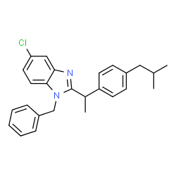 ChemSpider 2D Image | 1-Benzyl-5-chloro-2-[1-(4-isobutylphenyl)ethyl]-1H-benzimidazole | C26H27ClN2