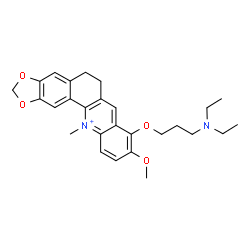 ChemSpider 2D Image | 8-[3-(Diethylamino)propoxy]-9-methoxy-12-methyl-5,6-dihydro[1,3]benzodioxolo[5,6-c]acridin-12-ium | C27H33N2O4