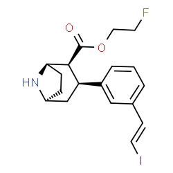 ChemSpider 2D Image | 2-Fluoroethyl (1R,2S,3S,5S)-3-{3-[(E)-2-iodovinyl]phenyl}-8-azabicyclo[3.2.1]octane-2-carboxylate | C18H21FINO2