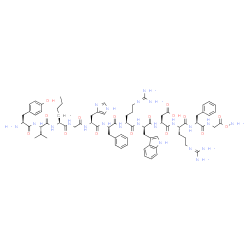 ChemSpider 2D Image | L-Tyrosyl-L-valyl-L-norleucylglycyl-L-histidyl-D-phenylalanyl-L-arginyl-D-tryptophyl-L-alpha-aspartyl-L-arginyl-N-[2-(aminooxy)-2-oxoethyl]-L-phenylalaninamide | C75H102N22O16