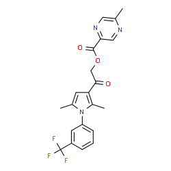 ChemSpider 2D Image | 2-{2,5-Dimethyl-1-[3-(trifluoromethyl)phenyl]-1H-pyrrol-3-yl}-2-oxoethyl 5-methyl-2-pyrazinecarboxylate | C21H18F3N3O3