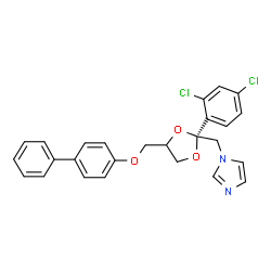ChemSpider 2D Image | 1-{[(2S)-4-[(4-Biphenylyloxy)methyl]-2-(2,4-dichlorophenyl)-1,3-dioxolan-2-yl]methyl}-1H-imidazole | C26H22Cl2N2O3