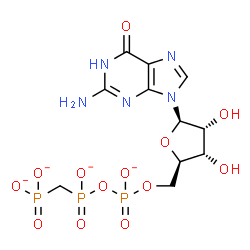 ChemSpider 2D Image | 5'-O-({[(Phosphonatomethyl)phosphinato]oxy}phosphinato)guanosine | C11H14N5O13P3