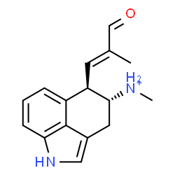 ChemSpider 2D Image | (4R,5R)-N-Methyl-5-[(1E)-2-methyl-3-oxo-1-propen-1-yl]-1,3,4,5-tetrahydrobenzo[cd]indol-4-aminium | C16H19N2O