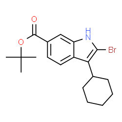 ChemSpider 2D Image | tert-Butyl 2-bromo-3-cyclohexyl-1H-indole-6-carboxylate | C19H24BrNO2