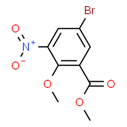 ChemSpider 2D Image | Methyl 5-bromo-2-methoxy-3-nitrobenzoate | C9H8BrNO5