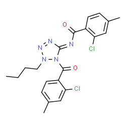 ChemSpider 2D Image | N-[(5Z)-2-Butyl-1-(2-chloro-4-methylbenzoyl)-1,2-dihydro-5H-tetrazol-5-ylidene]-2-chloro-4-methylbenzamide | C21H21Cl2N5O2