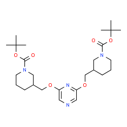 ChemSpider 2D Image | Bis(2-methyl-2-propanyl) 3,3'-[2,6-pyrazinediylbis(oxymethylene)]di(1-piperidinecarboxylate) | C26H42N4O6