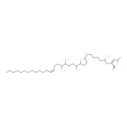 ChemSpider 2D Image | 3-(2-Hydroxy-7-{5-[(8Z)-1,4,5-trihydroxy-8-henicosen-1-yl]tetrahydro-2-furanyl}heptyl)-5-methyl-2(5H)-furanone | C37H66O7