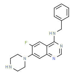 ChemSpider 2D Image | N-Benzyl-6-fluoro-7-(piperazin-1-yl)quinazolin-4-amine | C19H20FN5