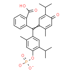 ChemSpider 2D Image | 4-[(2-Carboxyphenyl)(5-isopropyl-2-methyl-4-oxo-2,5-cyclohexadien-1-ylidene)methyl]-2-isopropyl-5-methylphenyl phosphate | C28H29O7P