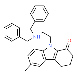ChemSpider 2D Image | N,N-Dibenzyl-2-(6-methyl-1-oxo-1,2,3,4-tetrahydro-9H-carbazol-9-yl)ethanaminium | C29H31N2O
