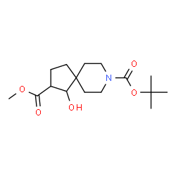 ChemSpider 2D Image | 8-tert-Butyl 2-methyl 1-hydroxy-8-azaspiro[4.5]decane-2,8-dicarboxylate | C16H27NO5