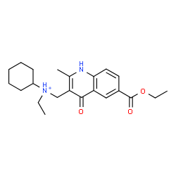 ChemSpider 2D Image | N-{[6-(Ethoxycarbonyl)-2-methyl-4-oxo-1,4-dihydro-3-quinolinyl]methyl}-N-ethylcyclohexanaminium | C22H31N2O3