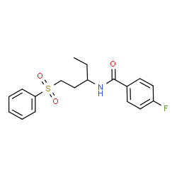 ChemSpider 2D Image | 4-Fluoro-N-[1-(phenylsulfonyl)-3-pentanyl]benzamide | C18H20FNO3S