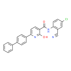 ChemSpider 2D Image | 6-(4-Biphenylyl)-N-(4-chloro-2-cyanophenyl)-2-oxo-1,2-dihydro-3-pyridinecarboxamide | C25H16ClN3O2