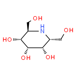ChemSpider 2D Image | (2R,3R,4S,5S,6R)-2,6-Bis(hydroxymethyl)-3,4,5-piperidinetriol | C7H15NO5