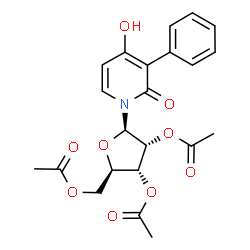 ChemSpider 2D Image | 4-Hydroxy-3-phenyl-1-(2,3,5-tri-O-acetyl-beta-D-ribofuranosyl)-2(1H)-pyridinone | C22H23NO9