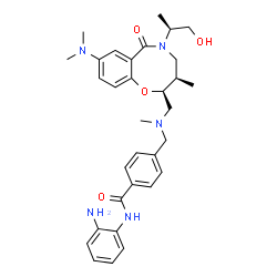 ChemSpider 2D Image | N-(2-aminophenyl)-4-[[[(2S,3R)-8-(dimethylamino)-5-[(2S)-1-hydroxypropan-2-yl]-3-methyl-6-oxo-3,4-dihydro-2H-1,5-benzoxazocin-2-yl]methyl-methylamino]methyl]benzamide | C32H41N5O4