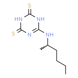 ChemSpider 2D Image | 6-(2-Hexanylamino)-1,3,5-triazine-2,4(1H,3H)-dithione | C9H16N4S2
