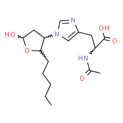 ChemSpider 2D Image | N-Acetyl-1-(5-hydroxy-2-pentyltetrahydro-3-furanyl)histidine | C17H27N3O5
