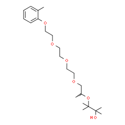 ChemSpider 2D Image | 11,13,13,14-Tetramethyl-1-(2-methylphenoxy)-3,6,9,12-tetraoxapentadecan-14-ol | C22H38O6
