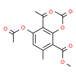 ChemSpider 2D Image | Methyl 2,4-diacetoxy-3-acetyl-6-methylbenzoate | C15H16O7