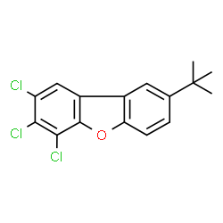 ChemSpider 2D Image | 2,3,4-Trichloro-8-(2-methyl-2-propanyl)dibenzo[b,d]furan | C16H13Cl3O