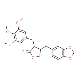 ChemSpider 2D Image | 4-(1,3-Benzodioxol-5-ylmethyl)-3-(3,4,5-trimethoxybenzyl)dihydro-2(3H)-furanone | C22H24O7
