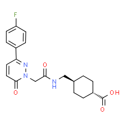 ChemSpider 2D Image | trans-4-[({[3-(4-Fluorophenyl)-6-oxo-1(6H)-pyridazinyl]acetyl}amino)methyl]cyclohexanecarboxylic acid | C20H22FN3O4
