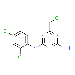 ChemSpider 2D Image | 6-(Chloromethyl)-N2-(2,4-dichlorophenyl)-1,3,5-triazine-2,4-diamine | C10H8Cl3N5