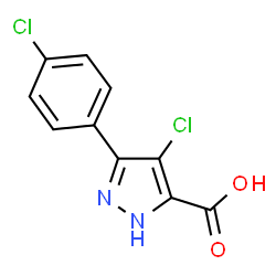 ChemSpider 2D Image | 4-Chloro-3-(4-chlorophenyl)-1H-pyrazole-5-carboxylic acid | C10H6Cl2N2O2