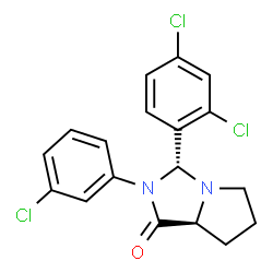 ChemSpider 2D Image | (3R,7aS)-2-(3-Chlorophenyl)-3-(2,4-dichlorophenyl)hexahydro-1H-pyrrolo[1,2-c]imidazol-1-one | C18H15Cl3N2O
