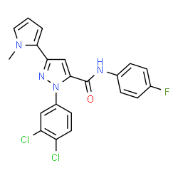 ChemSpider 2D Image | 1-(3,4-Dichlorophenyl)-N-(4-fluorophenyl)-3-(1-methyl-1H-pyrrol-2-yl)-1H-pyrazole-5-carboxamide | C21H15Cl2FN4O