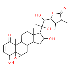 ChemSpider 2D Image | 9-[1-(3,4-Dimethyl-5-oxotetrahydro-2-furanyl)-1,2-dihydroxy-2-propanyl]-4,8-dihydroxy-9a,11b-dimethyl-5a,6,6a,6b,7,8,9,9a,10,11,11a,11b-dodecahydrocyclopenta[1,2]phenanthro[8a,9-b]oxiren-1(4H)-one (no
n-preferred name) | C28H40O8