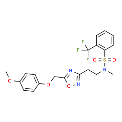 ChemSpider 2D Image | N-(2-{5-[(4-Methoxyphenoxy)methyl]-1,2,4-oxadiazol-3-yl}ethyl)-N-methyl-2-(trifluoromethyl)benzenesulfonamide | C20H20F3N3O5S