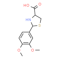 ChemSpider 2D Image | 2-(3,4-DIMETHOXYPHENYL)-1,3-THIAZOLIDINE-4-CARBOXYLIC ACID | C12H15NO4S
