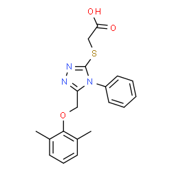 ChemSpider 2D Image | ({5-[(2,6-dimethylphenoxy)methyl]-4-phenyl-4H-1,2,4-triazol-3-yl}thio)acetic acid | C19H19N3O3S